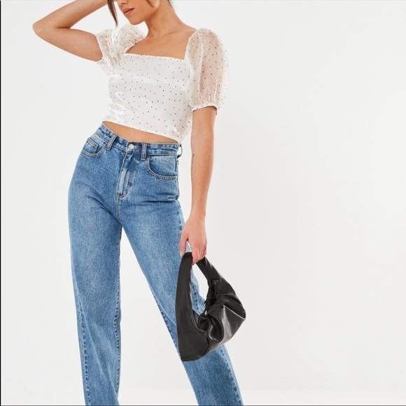 NWT Misguided Puff Sleeve Crop Top - Picture 2 of 10